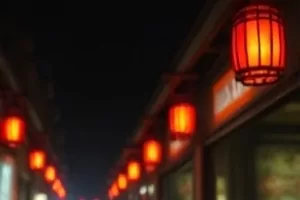 日韩在线电影首页主推画面，夜色中的城市街道与远处灯影
