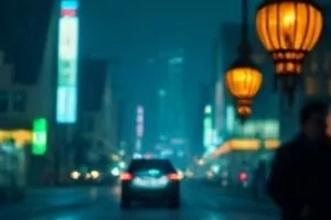 《北纬三十七度的雨》封面，雨帘中的老式公交站台